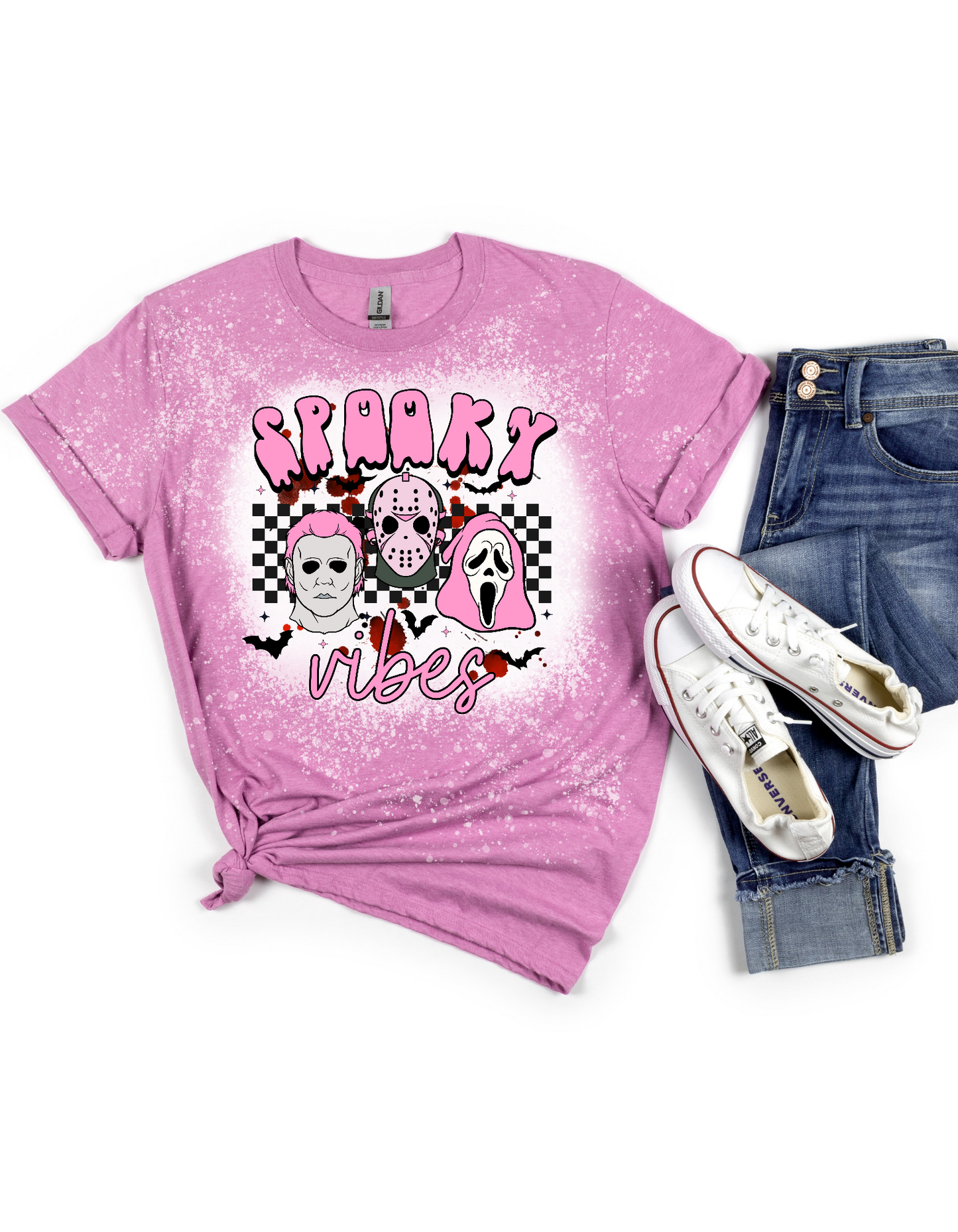 Spooky vibes bleached graphic tee