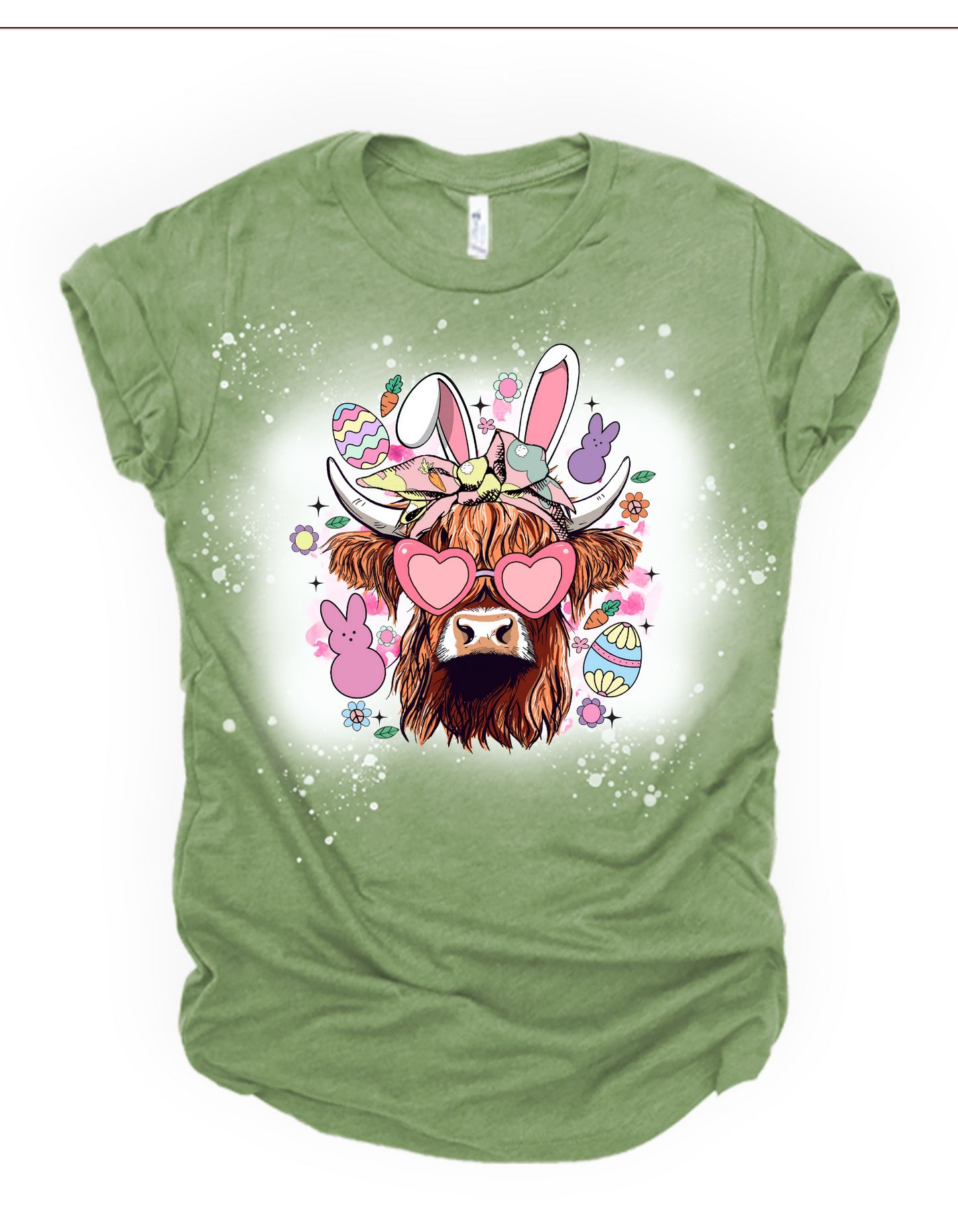 Highland easter bunny bleached graphic tee