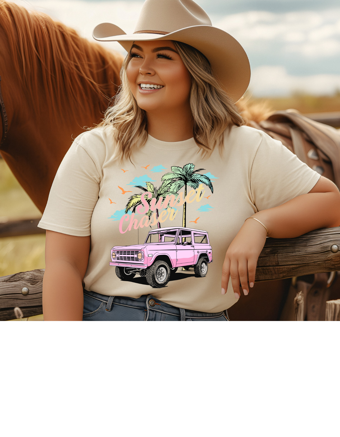 Sunset chaser bronco summer graphic tee
