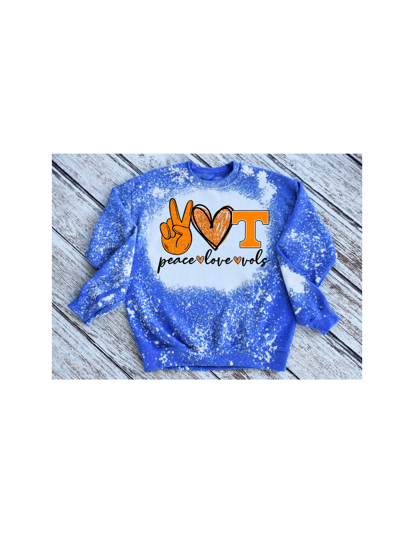 Peace love Vols bleached crewneck sweatshirt - 4 little hearts