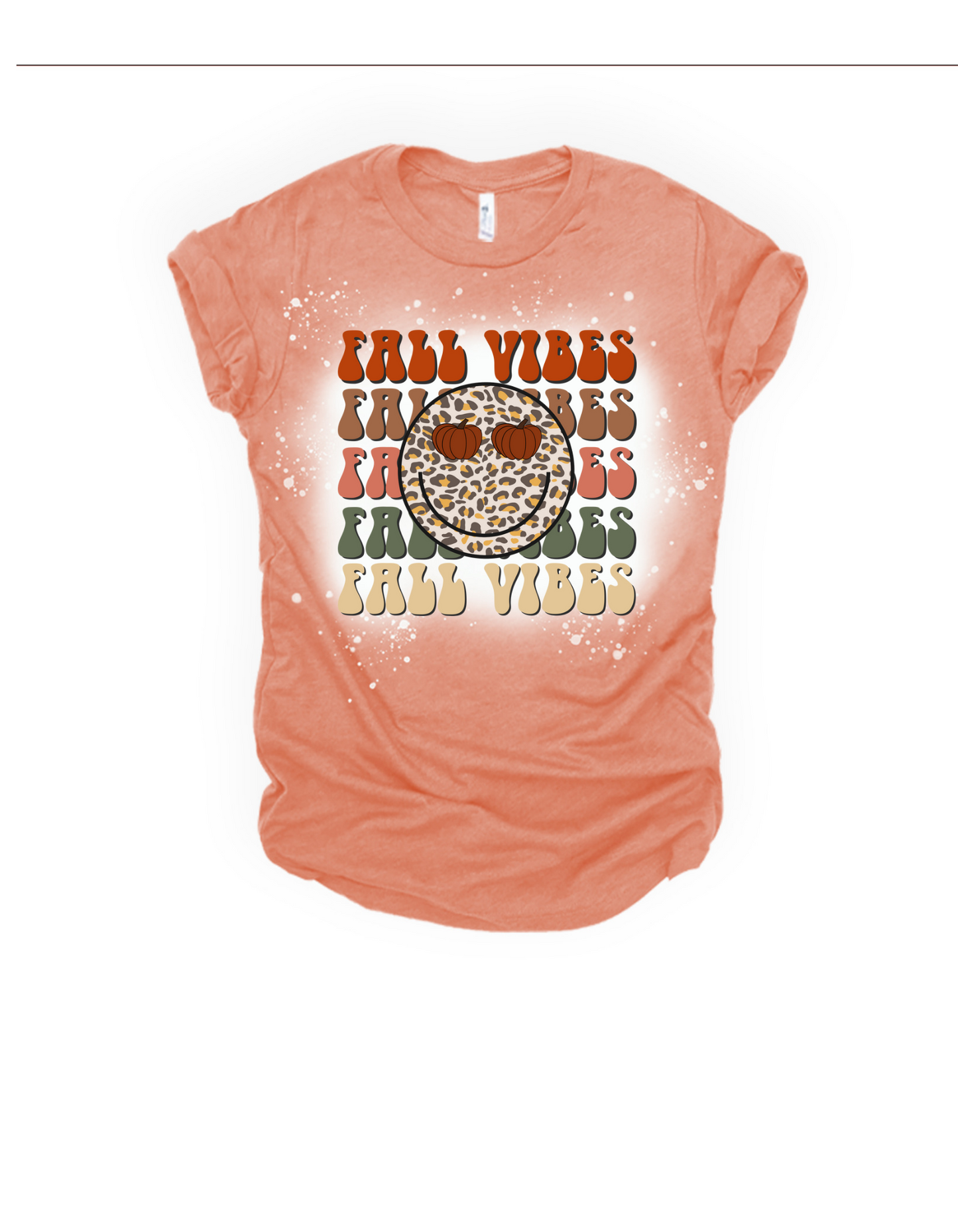 Fall vibes smiley bleached tee