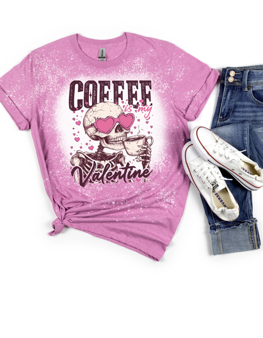 Coffee is my valentine bleached graphic tee