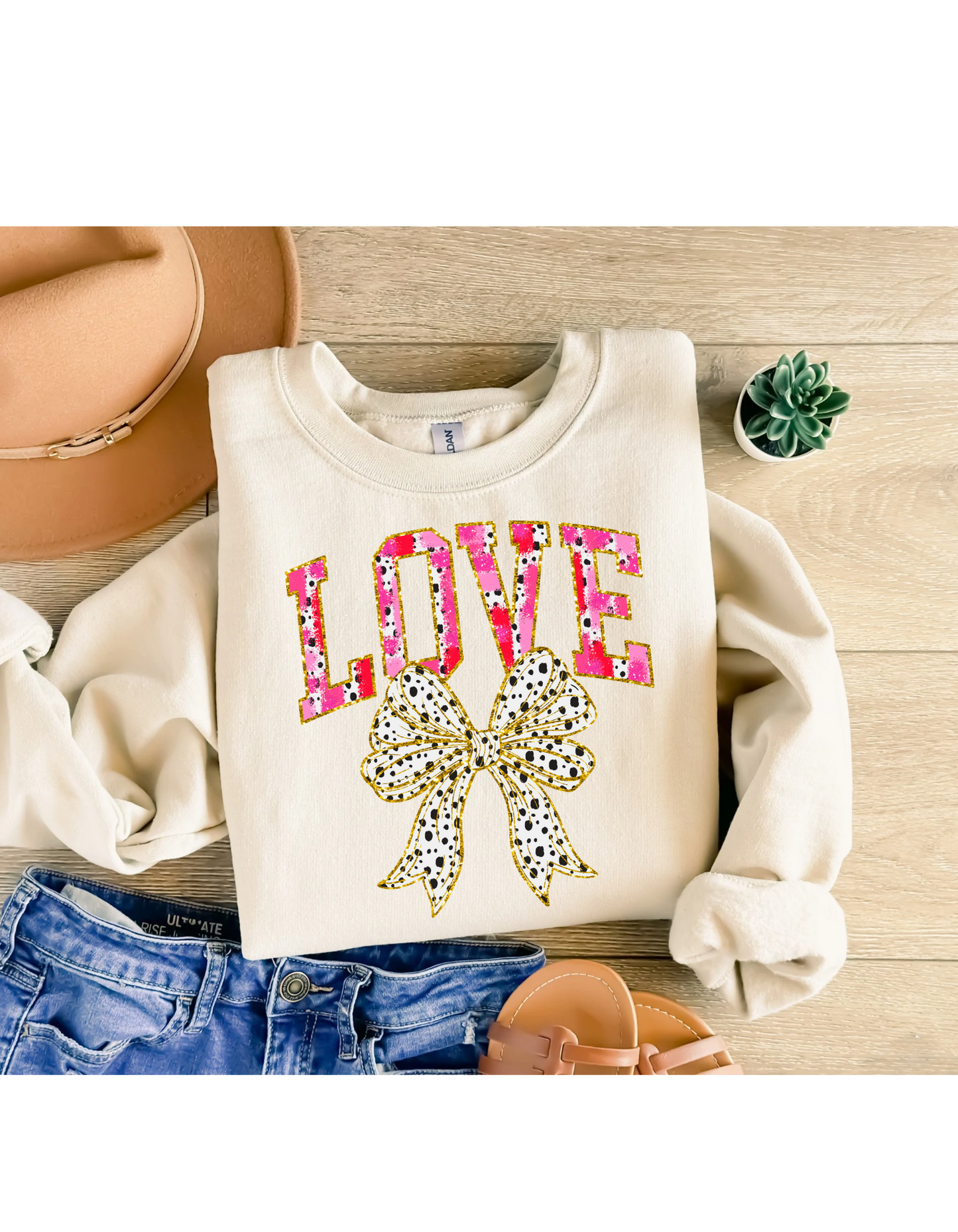 Love coquette pastel bow sweatshirt