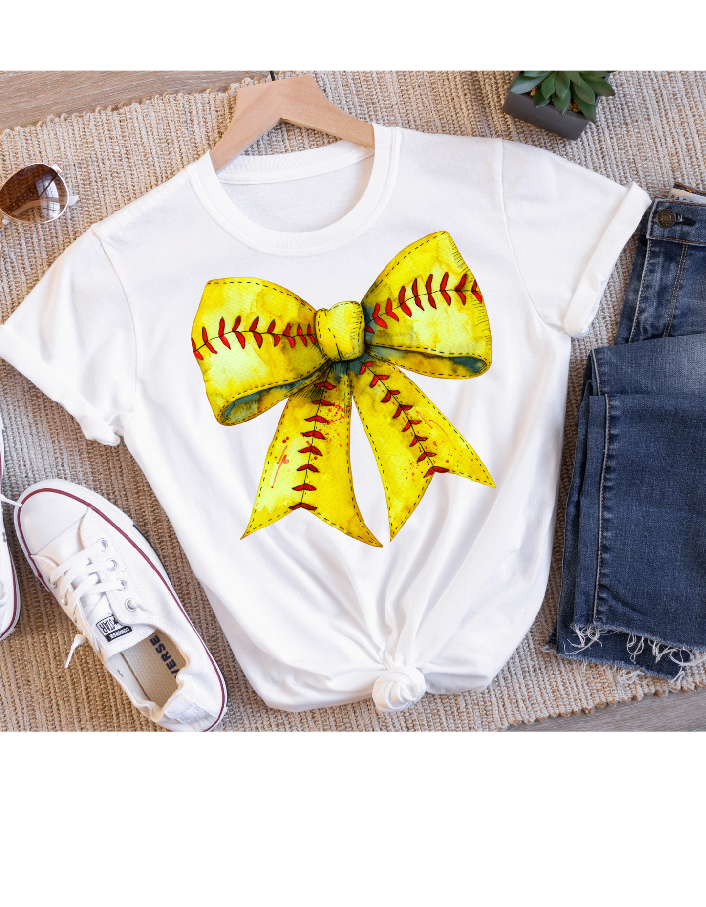 Softball coquette bow graphic tee