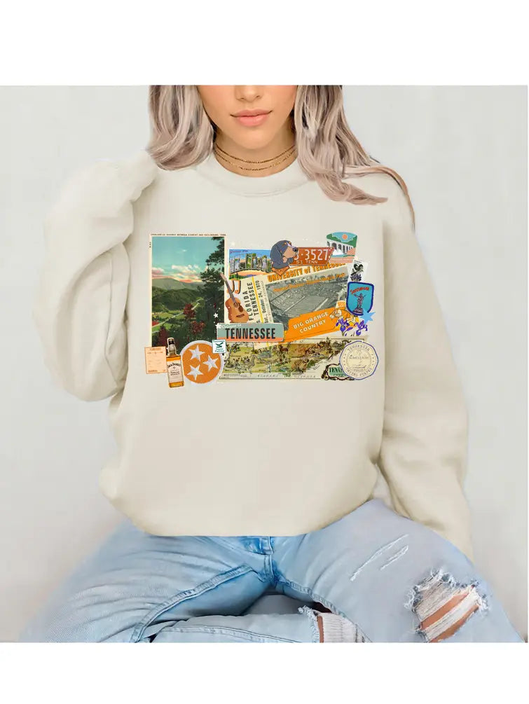 Tennessee collage state graphic sweatshirt