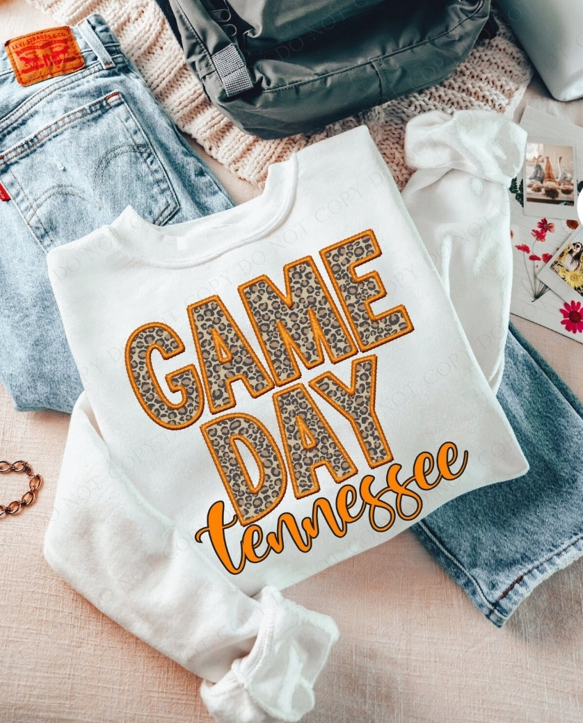 Game day tennessee faux embroidery crewneck sweatshirt