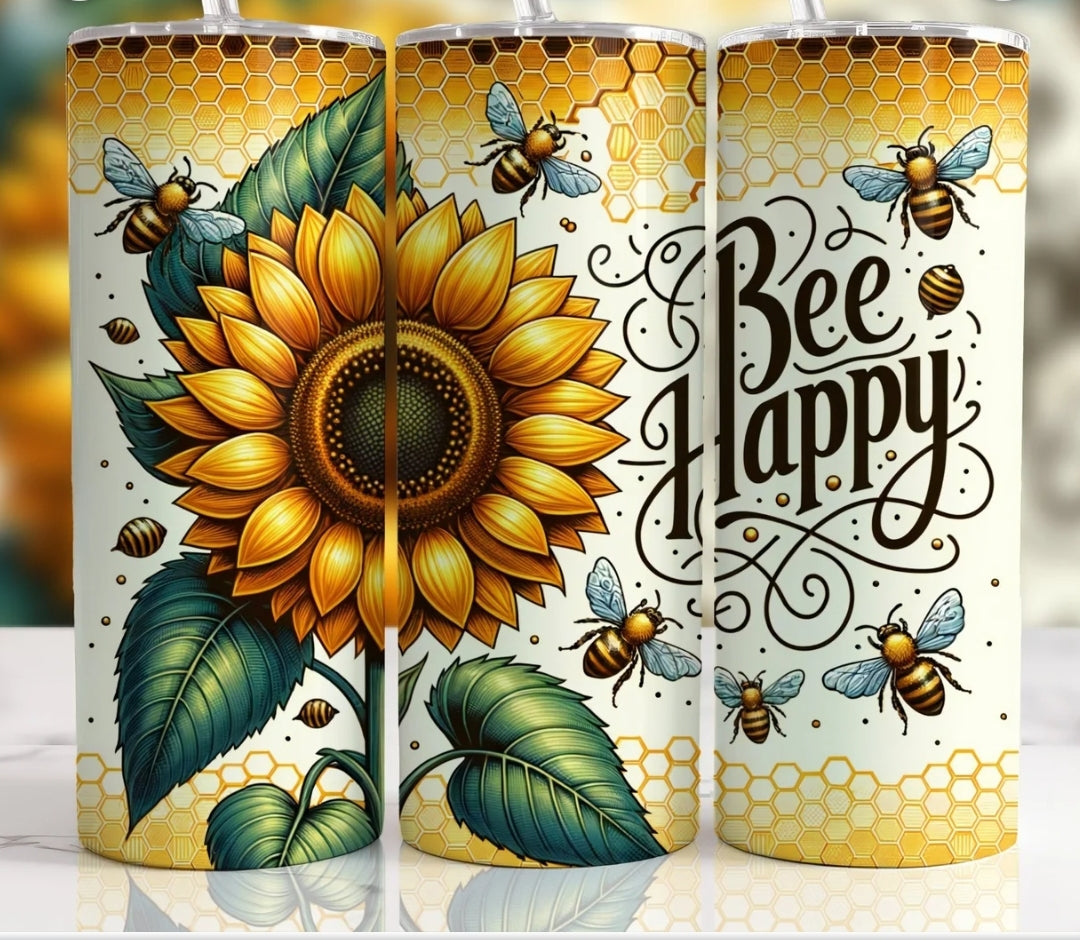 Bee happy spring 20 oz skinny tumbler