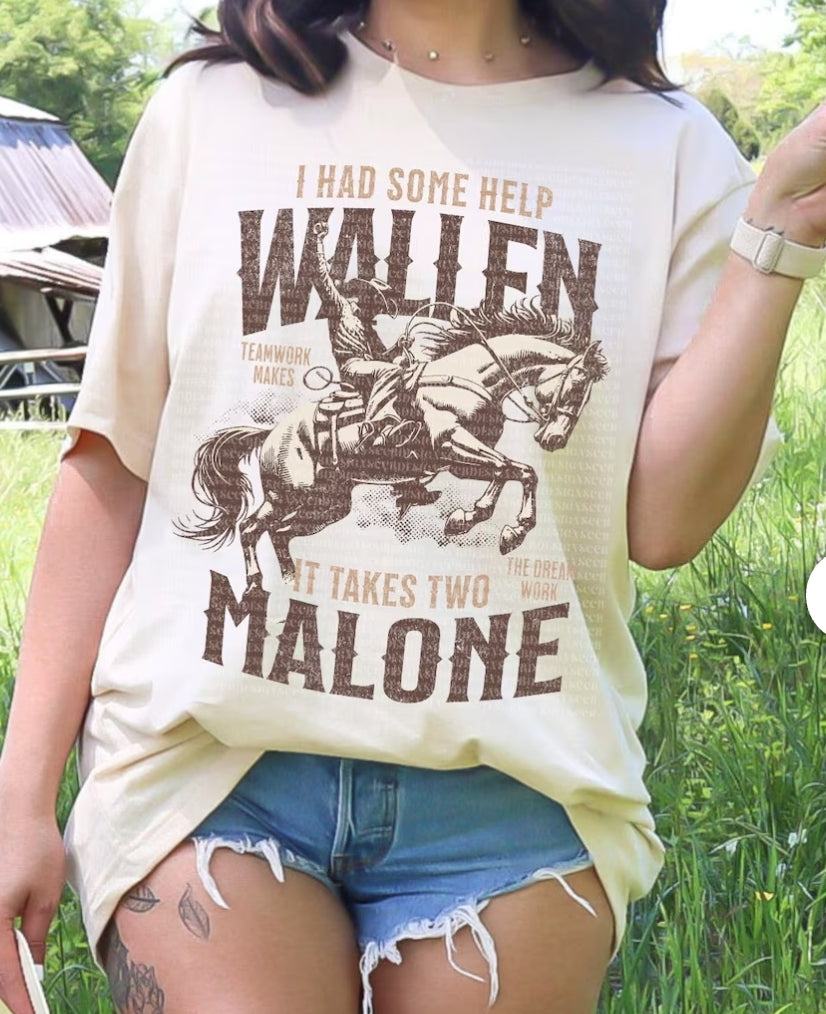I had some help / it takes tow wallen graphic tee