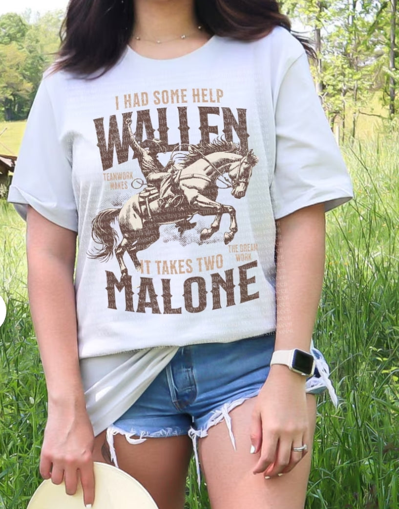 I had some help / it takes tow wallen graphic tee