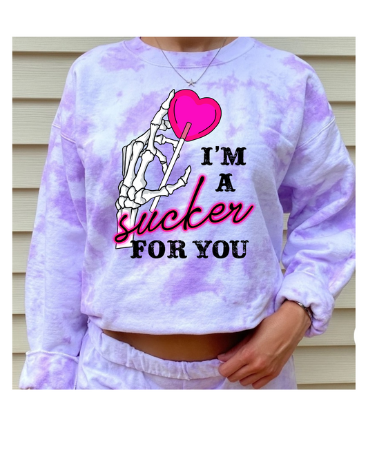 Im a sucker for you tie dye crewneck sweatshirt