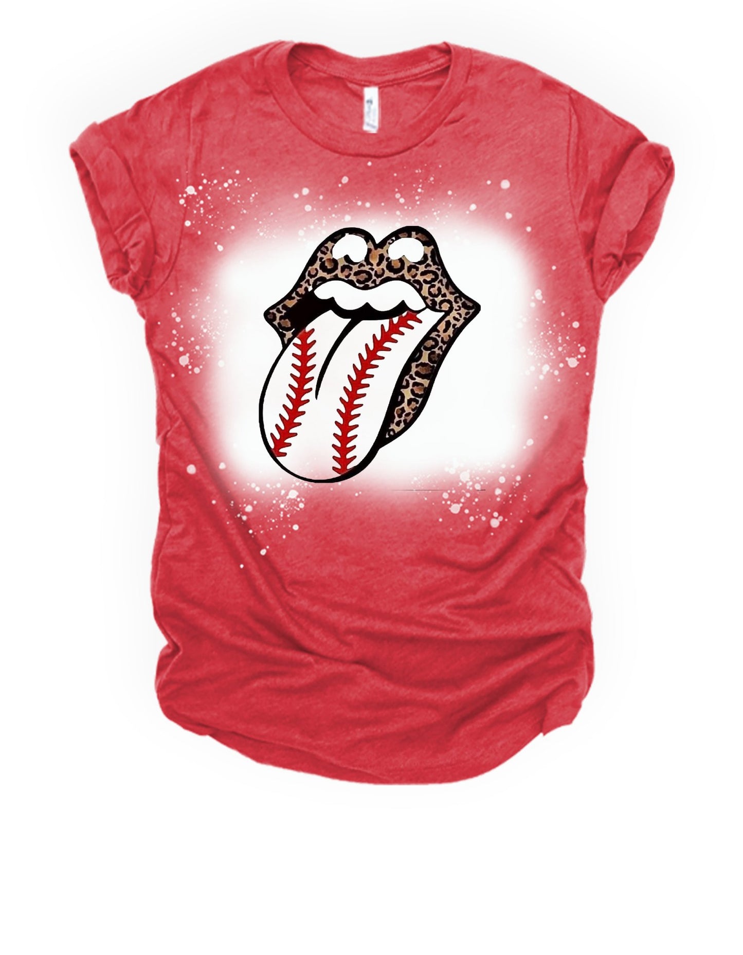 Baseball leopard tongue bleached tee - 4 little hearts