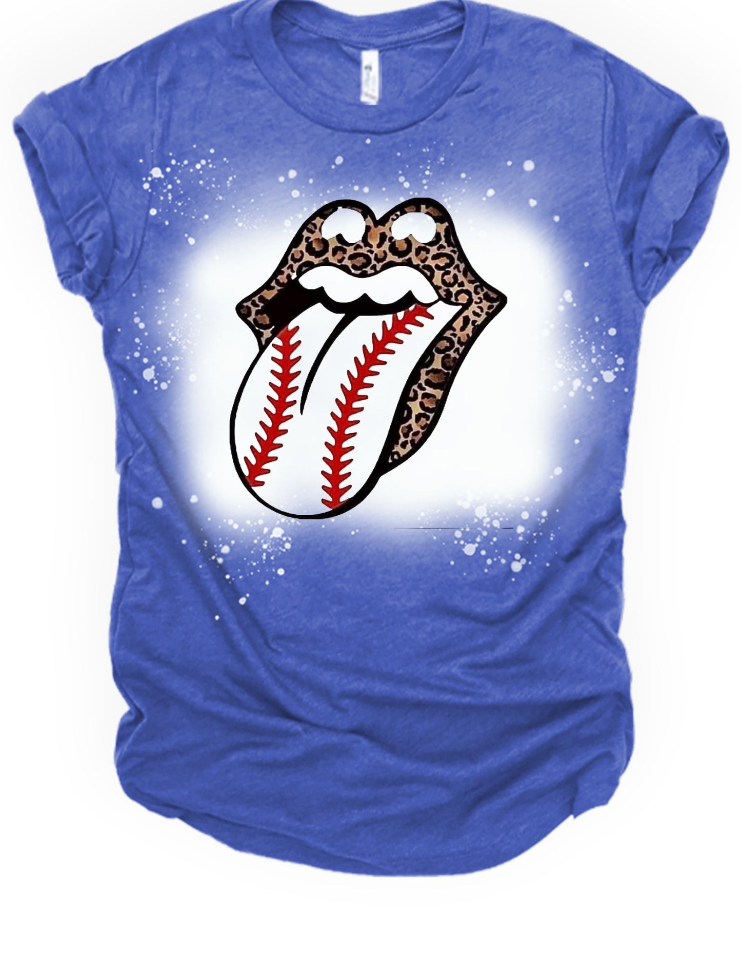 Baseball leopard tongue bleached tee - 4 little hearts