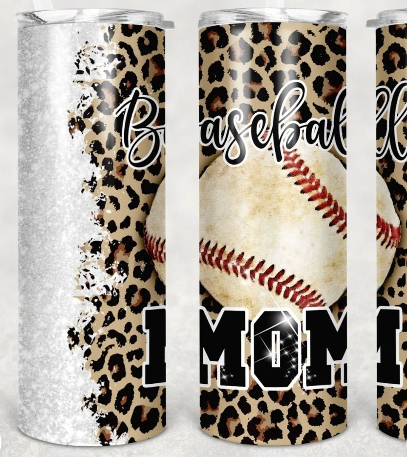 Baseball mom 20 oz skinny tumbler - 4 little hearts