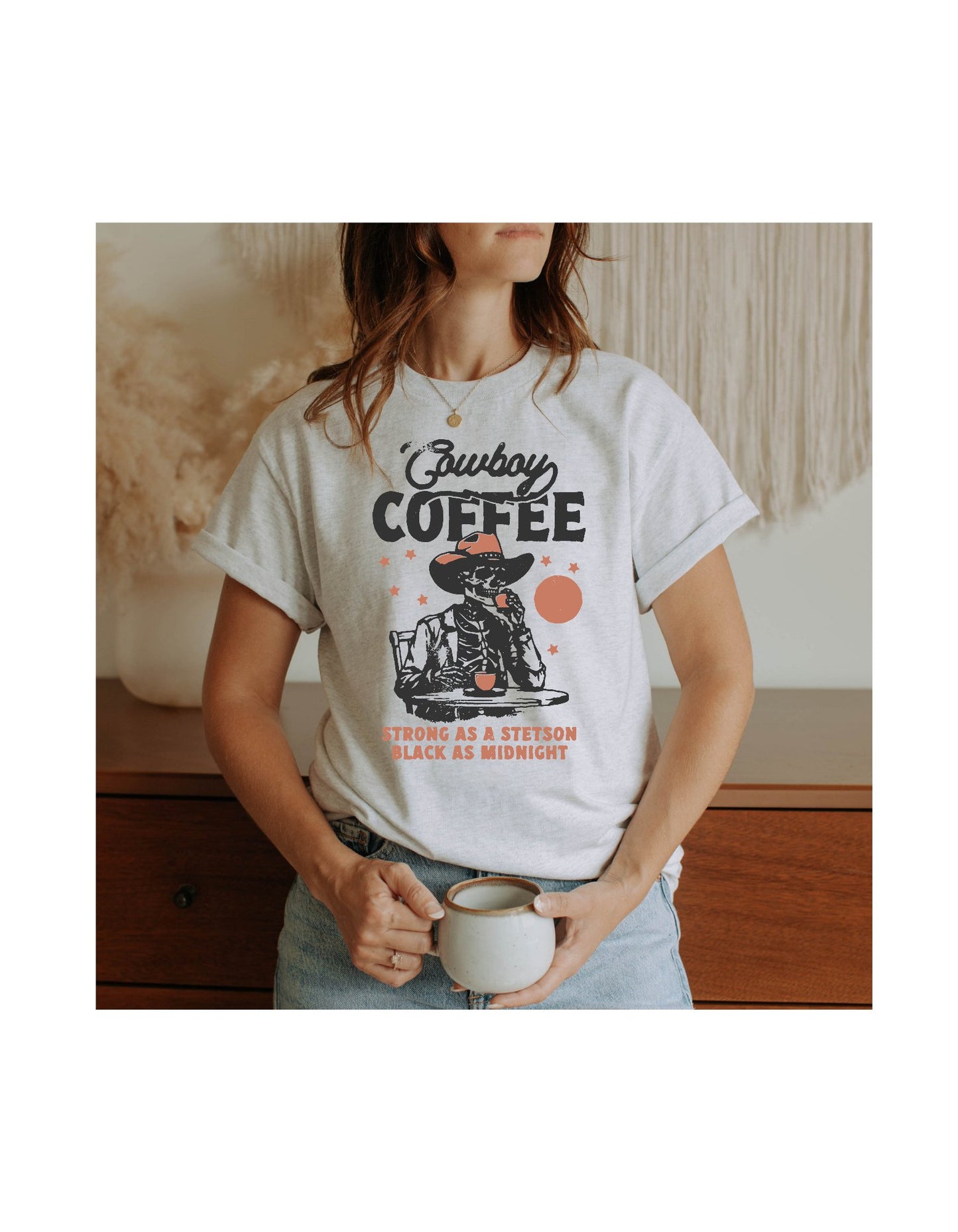 Cowboy coffee graphic tee - 4 little hearts