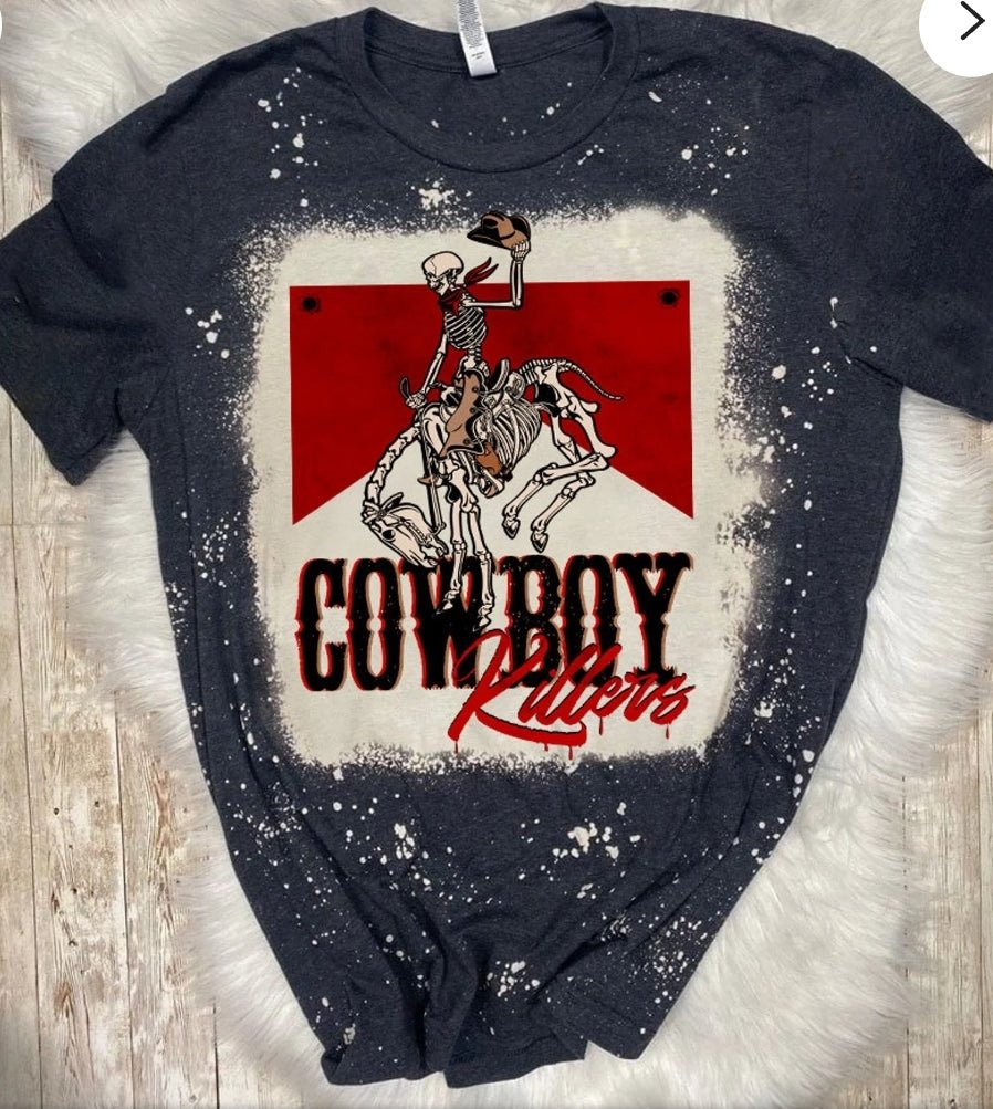 Cowboy killers bleached graphic tee - 4 little hearts