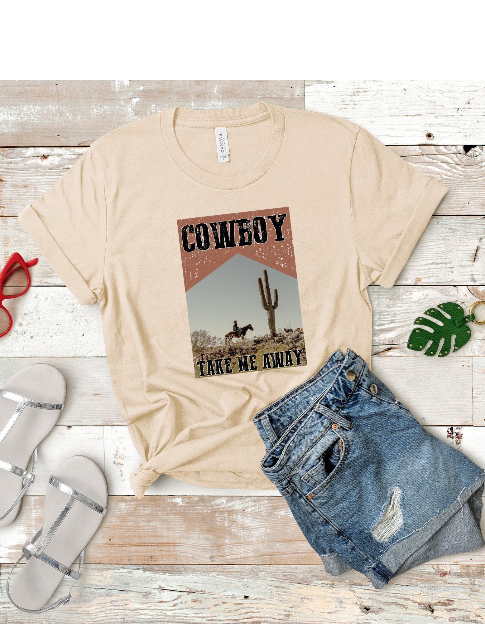 Cowboy take me away graphic tee - 4 little hearts