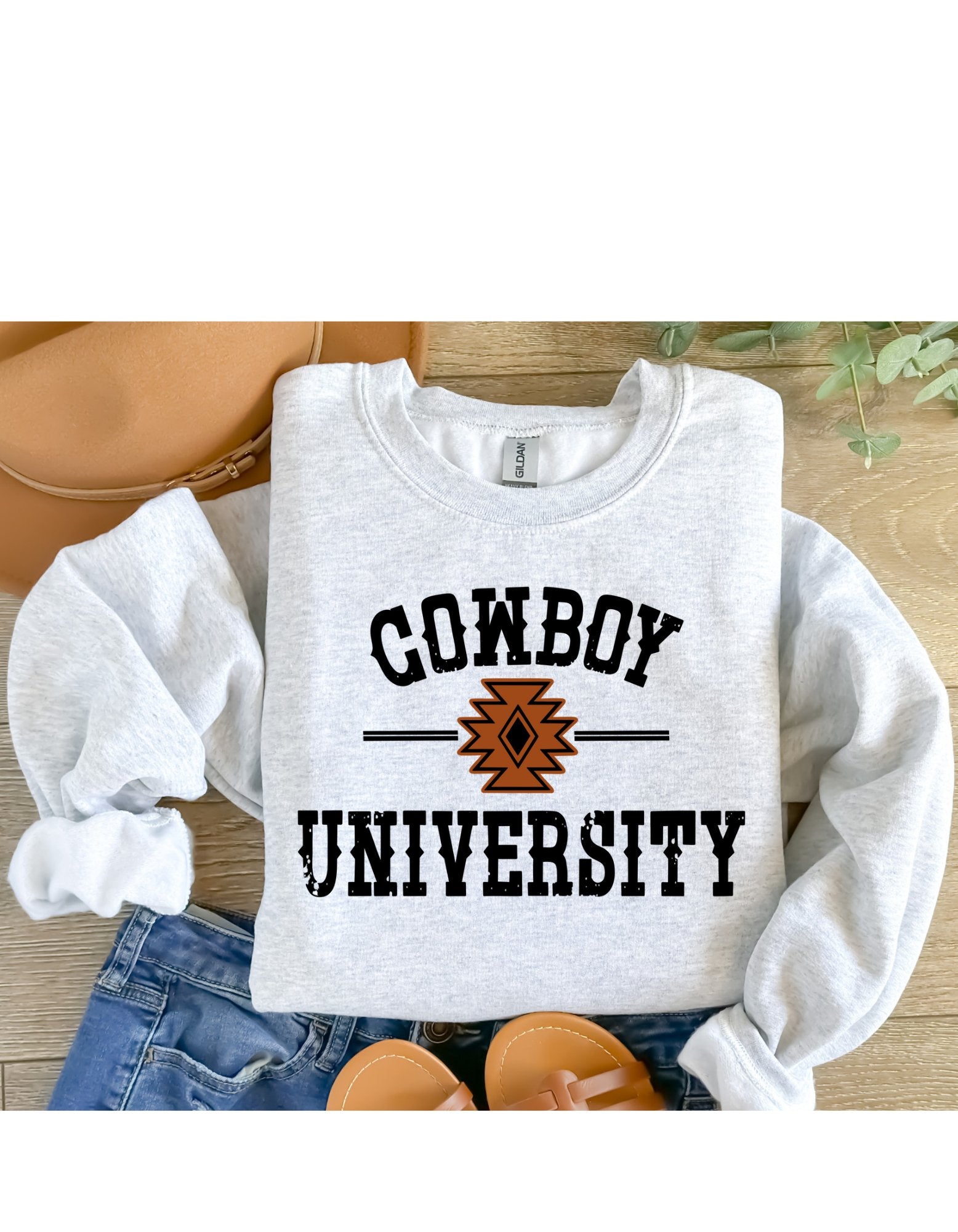 Cowboy university crewneck sweatshirt - 4 little hearts