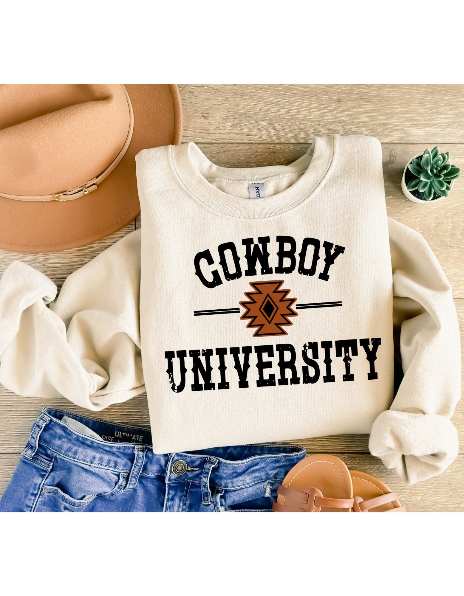 Cowboy university crewneck sweatshirt - 4 little hearts