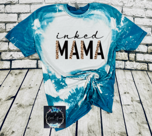 inked mama leopard print bleached tie dye tee - 4 little hearts