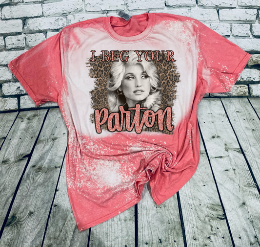 I beg your parton bleached tee - 4 little hearts