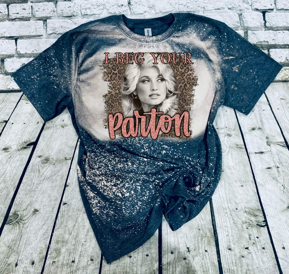 I beg your parton bleached tee - 4 little hearts