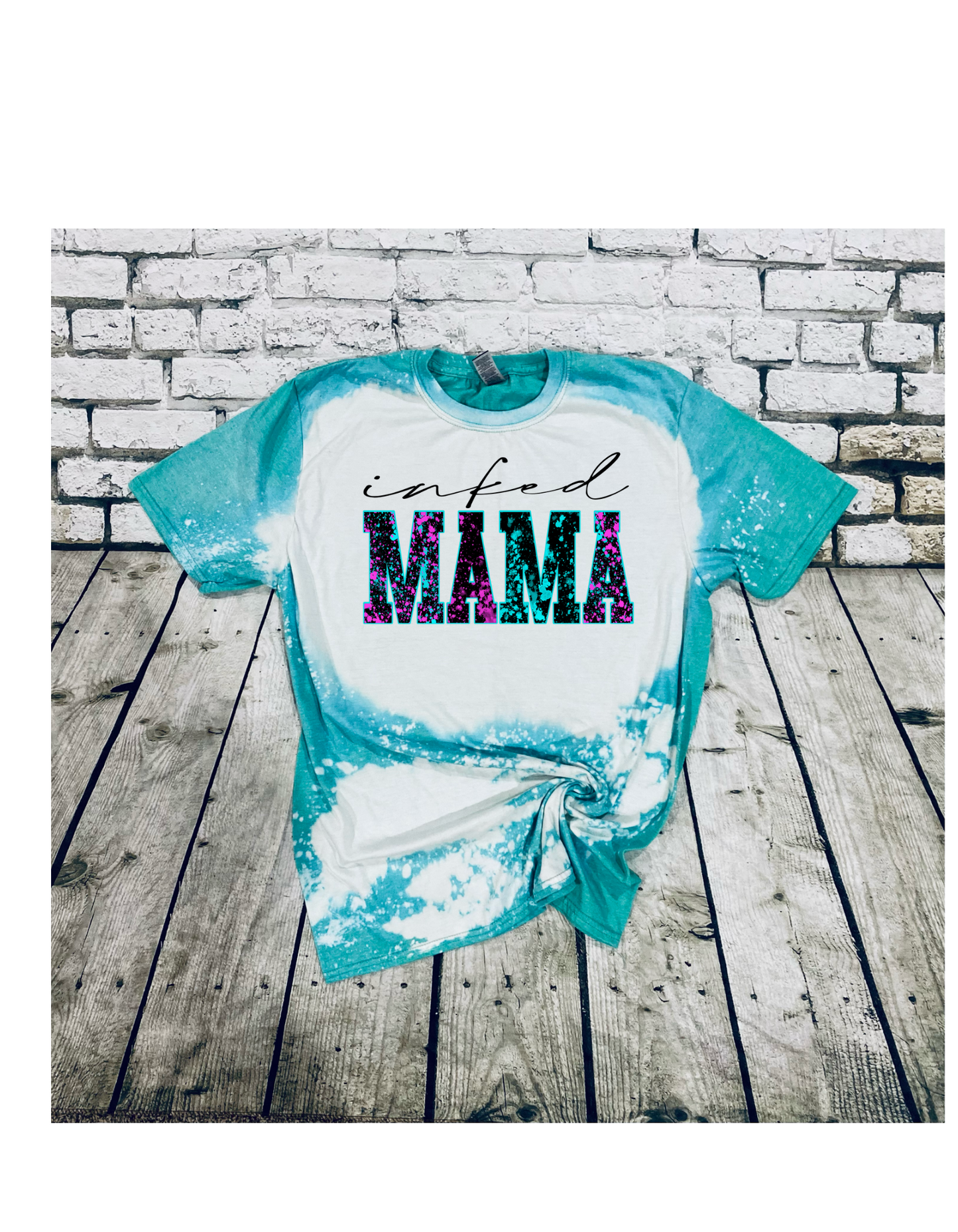 Inked mama tie dye print bleached tee - 4 little hearts