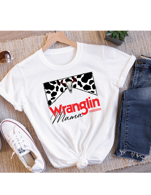 Wranglin mama t shirt - 4 little hearts