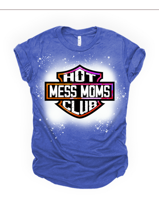 Hot mess moms club bleached tee - 4 little hearts