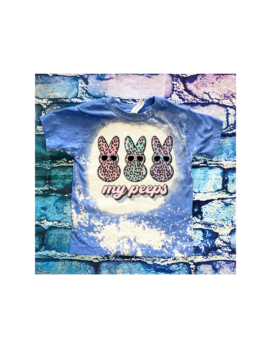 My peeps childrens bleached tee - 4 little hearts