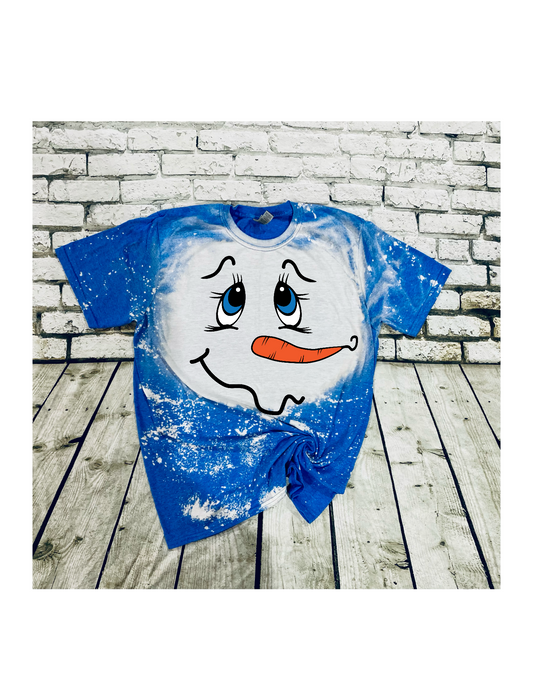 Snowman face bleached tee