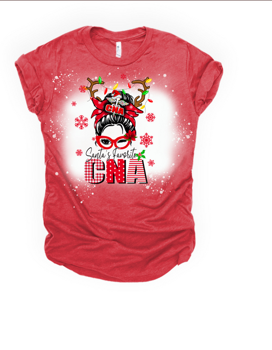 Santa's favorite cna bleached t shirt