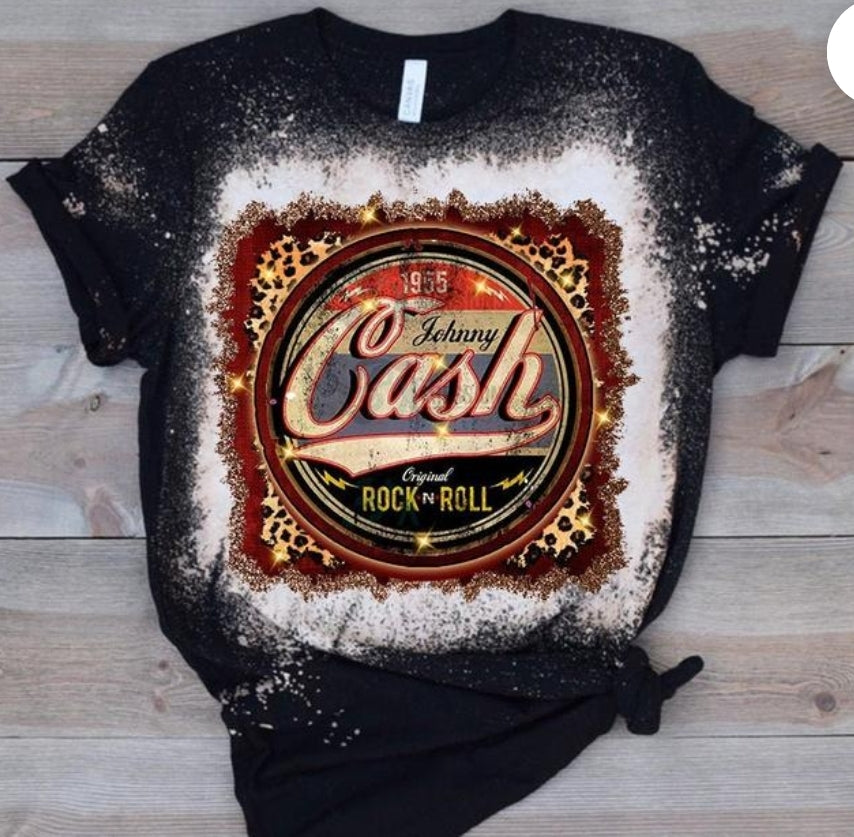 Johnny cash bleached tee - 4 little hearts