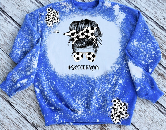 Soccer mom bleached sweatshirt - 4 little hearts