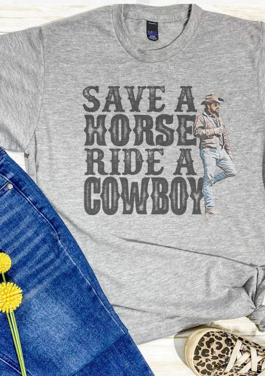 Save a horse ride a cowboy t shirt - 4 little hearts