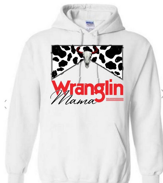 Wranglin mama hoodie - 4 little hearts