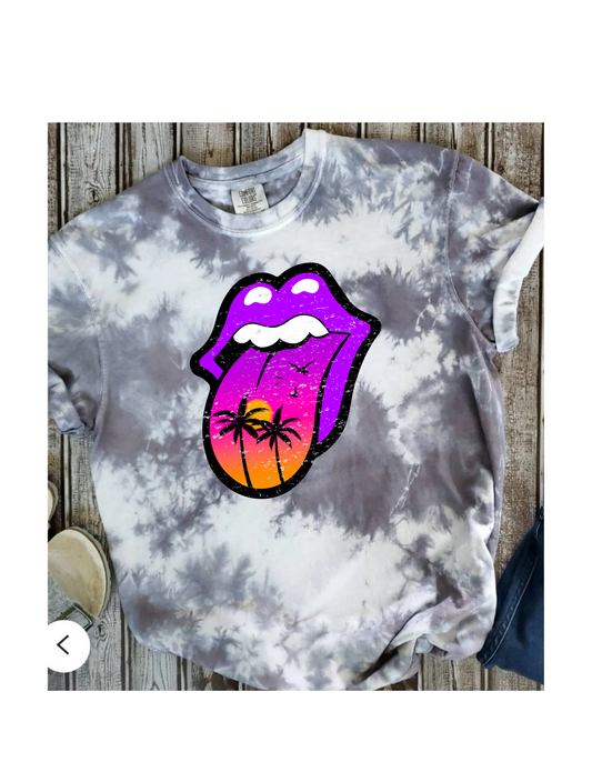 Rolling stones sunset acid washed tee - 4 little hearts
